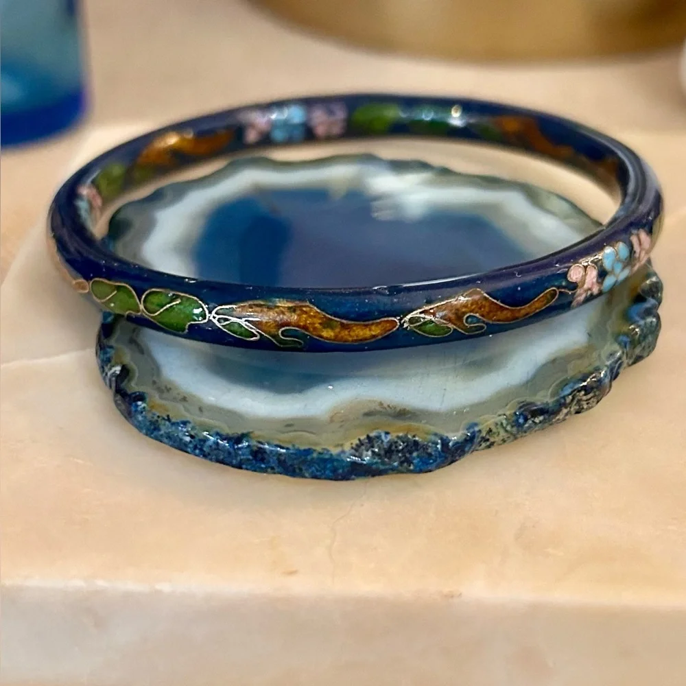 Beautiful Cobalt Blue Cloisonné Bangle Vintage